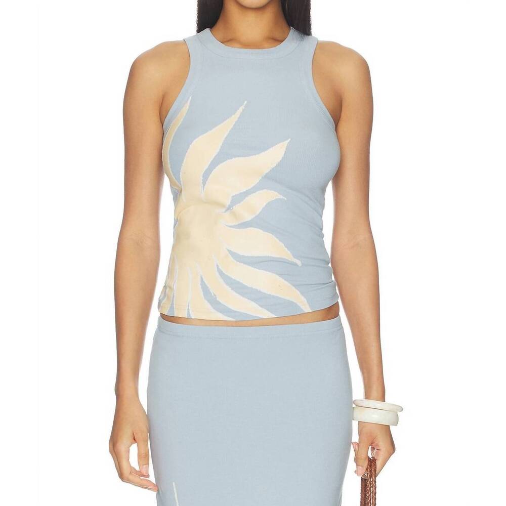 NEW NEVER FULLY DRESSED sol ribbed tank top in ice blue